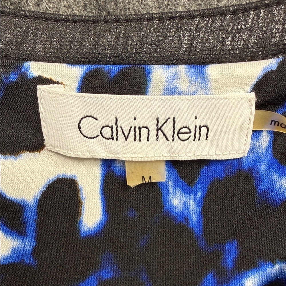 Calvin Klein Blue and Black Animal Print Long Sleeve Dress - Picture 2 of 9